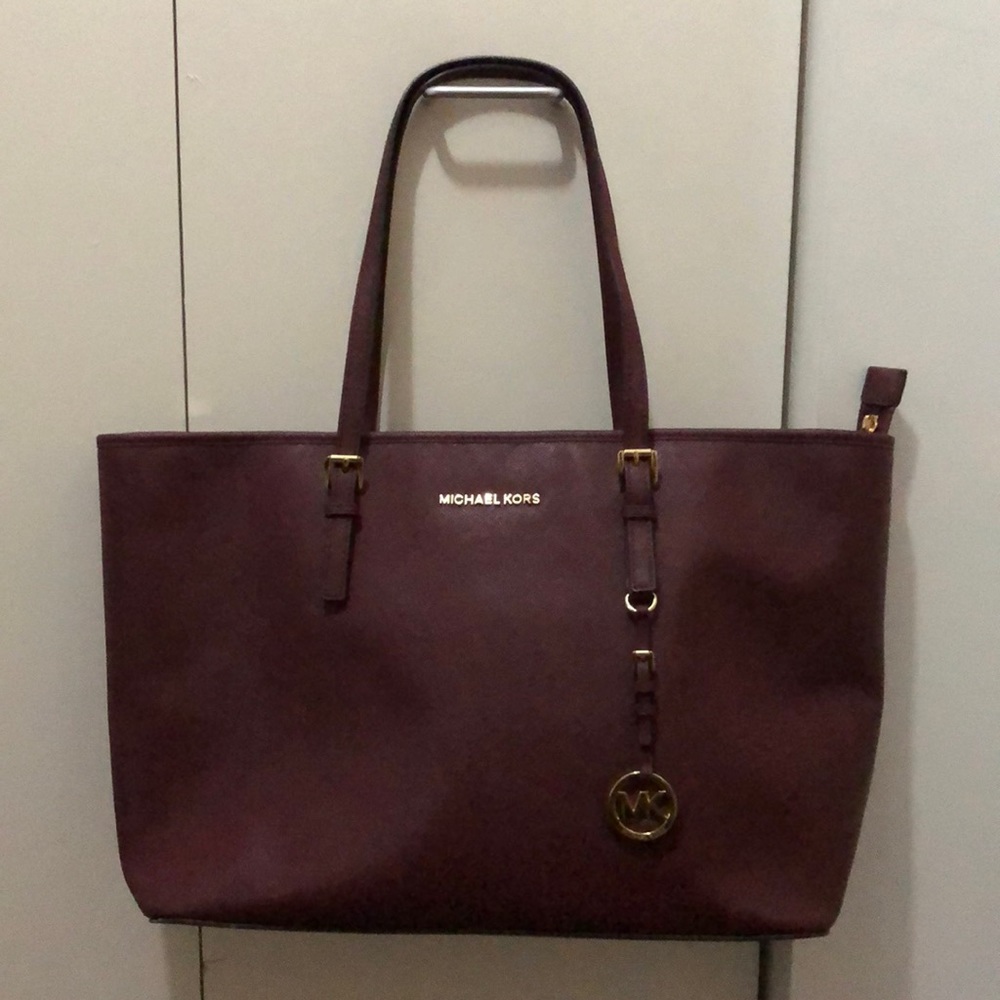 Michael Kors Burgundy Laptop Tote Bag